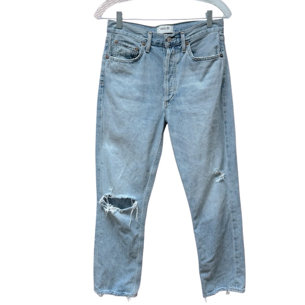 Agolde Riley High Rise Straight Crop Jeans In Shatter - Picture 2 of 7